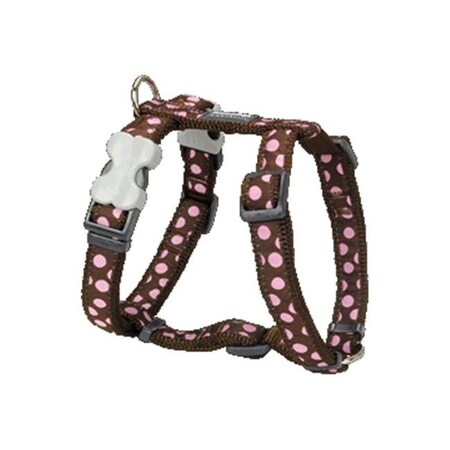 Red Dingo Red Dingo DH-S1-BR-LG Dog Harness Design Pink Dots on Brown; Large DH-S1-BR-LG